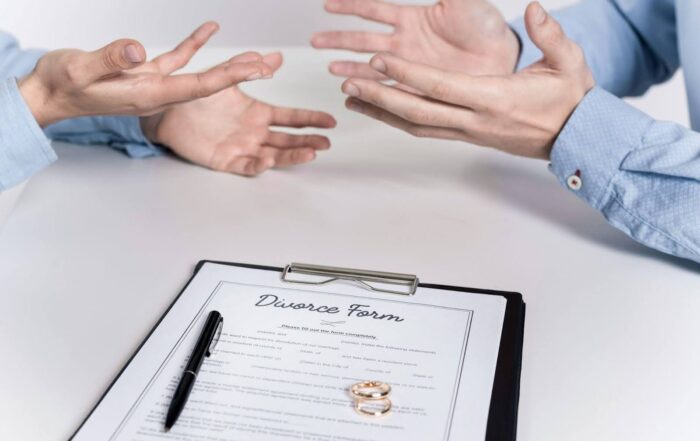 Divorce lawyer advising client